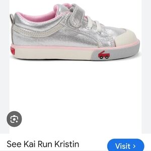 See Kai Run Silver Glitter Toddler Sneakers with Pink Lining